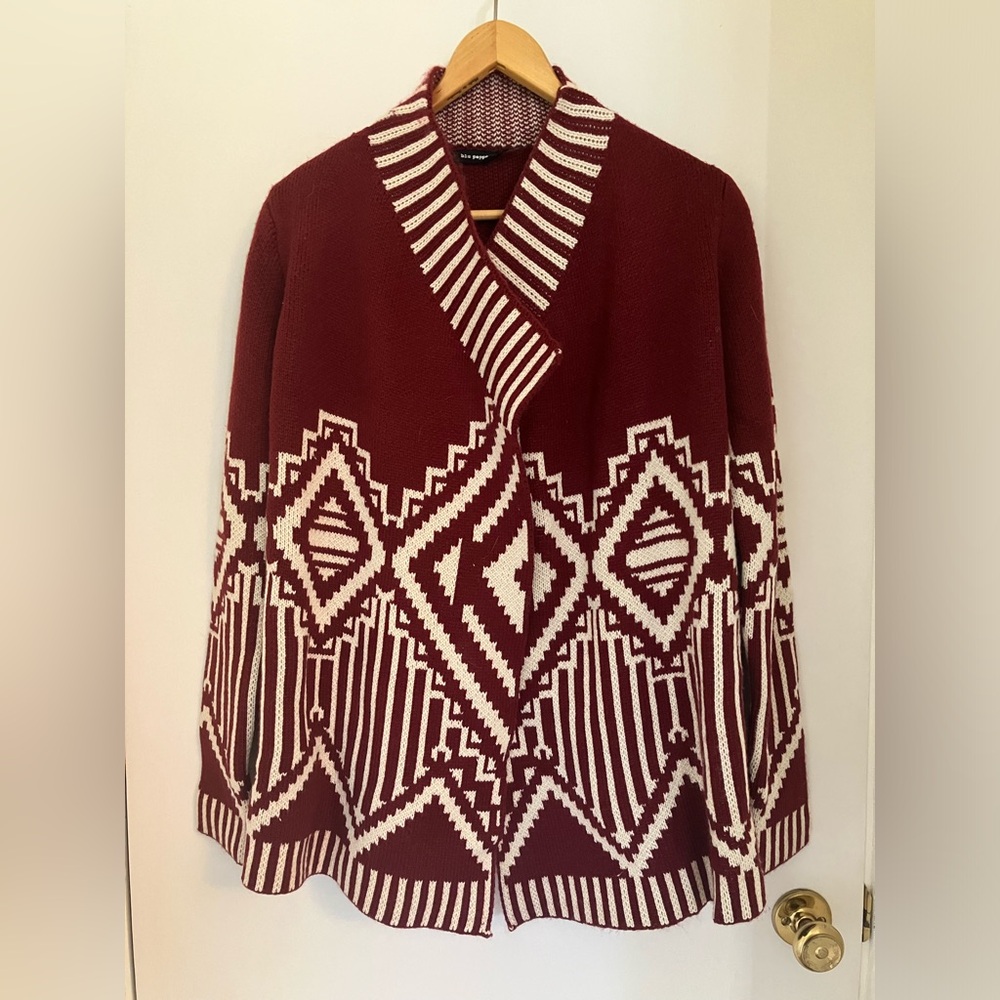 Rust Red Aztec Pattern Cardigan - image 2